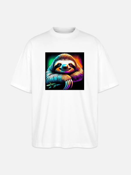 Faultier - Stanley/Stella Oversized Unisex Bio T-Shirt Blaster 2.0 - Weiß