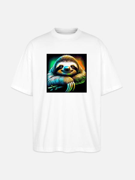 Faultier - Stanley/Stella Oversized Unisex Bio T-Shirt Blaster 2.0 - Weiß
