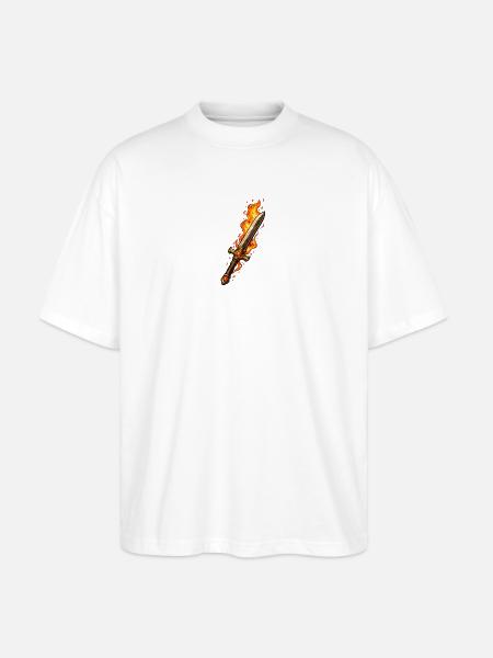 Fireblade Flaming Sword - Stanley/Stella Oversized Unisex Organic T-shirt Blaster 2.0 - white