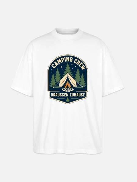 Camping Crew Draußen Zuhause - Stanley/Stella Oversized Unisex Bio T-Shirt Blaster 2.0 - Weiß