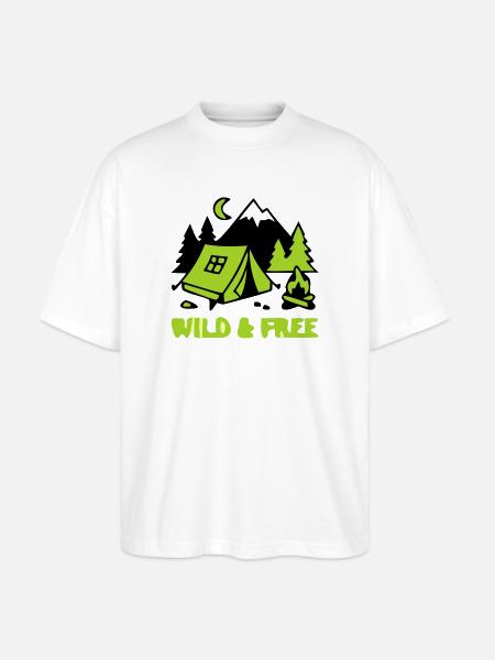 Camping Zelt Natur Grafik - Stanley/Stella Oversized Unisex Bio T-Shirt Blaster 2.0 - Weiß