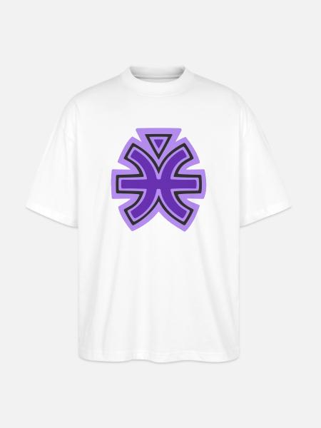 Pisces and Water Tribal Symbol - Stanley/Stella Oversized Unisex Organic T-shirt Blaster 2.0 - white