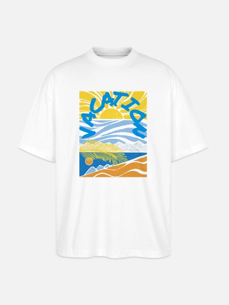 Feriesol Havsand Vintage-stil - Stanley/Stella Oversize Unisex Øko T-shirt Blaster 2.0 - hvid