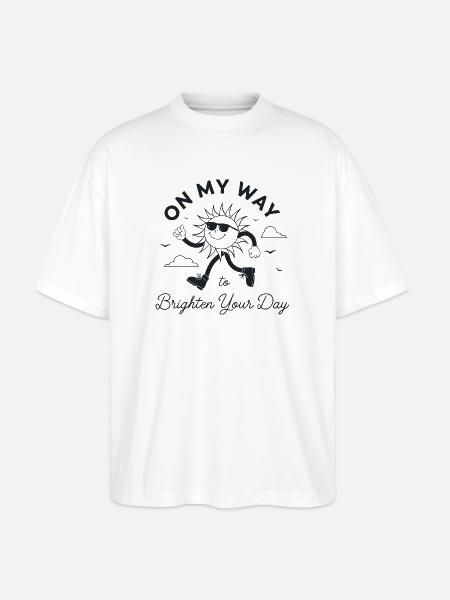 Retro Sun: On My Way to Brighten Your Day - Stanley/Stella Oversized Unisex Organic T-shirt Blaster 2.0 - white