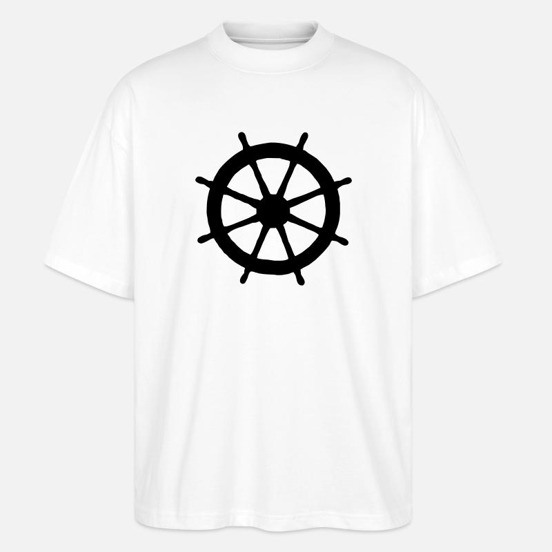 Steering Wheel Sail Sailing Sailor - Stanley/Stella Oversized Unisex Organic T-shirt Blaster 2.0 - white