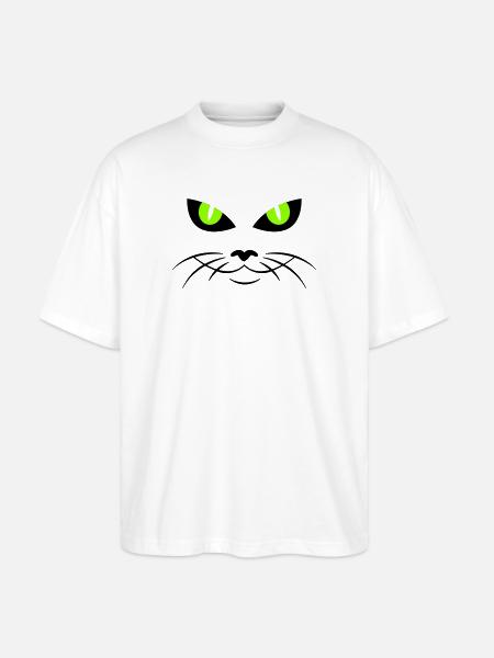 cat face - katzengesicht - Stanley/Stella Oversized Unisex Bio T-Shirt Blaster 2.0 - Weiß