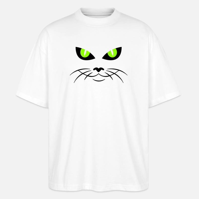 cat face - katzengesicht - T-shirt bio Blaster 2.0 coupe oversize Stanley/Stella Unisexe - blanc