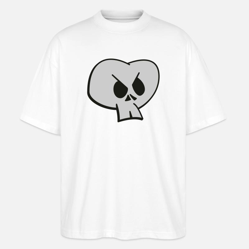Funny Skull Two Color Design - Stanley/Stella Oversized Unisex Organic T-shirt Blaster 2.0 - white