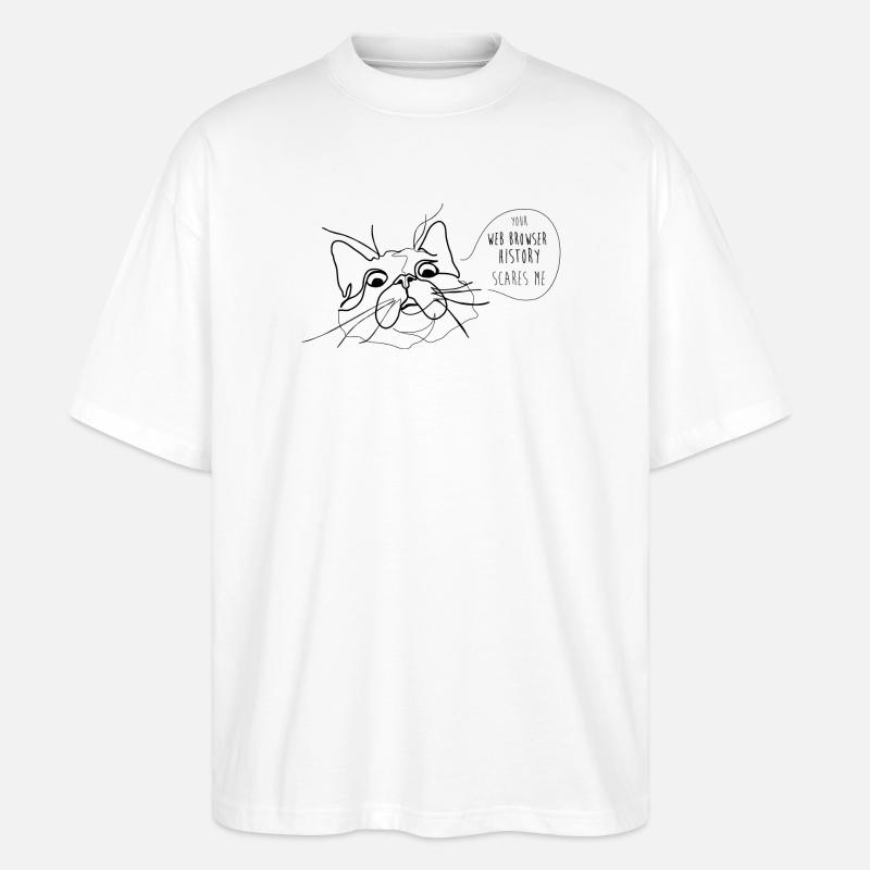 Cat Meme - Scary Webbrowser History - Stanley/Stella Oversized Unisex Bio T-Shirt Blaster 2.0 - Weiß