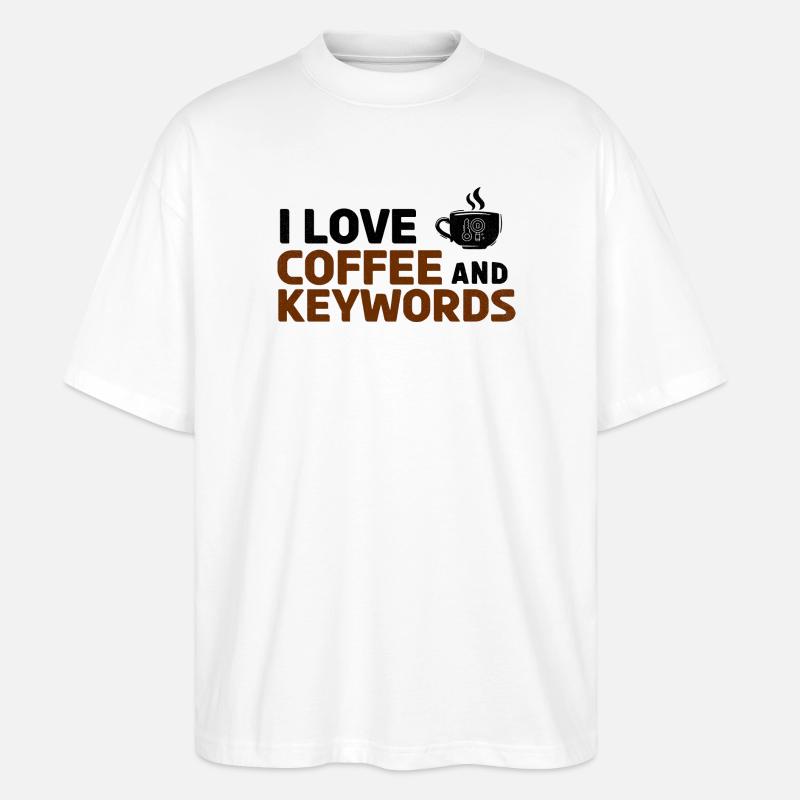 Coffee Keywords Typo - Stanley/Stella Oversized Unisex Bio T-Shirt Blaster 2.0 - Weiß