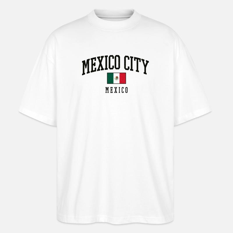 Lettrage de Mexico avec drapeau - T-shirt bio Blaster 2.0 coupe oversize Stanley/Stella Unisexe - blanc