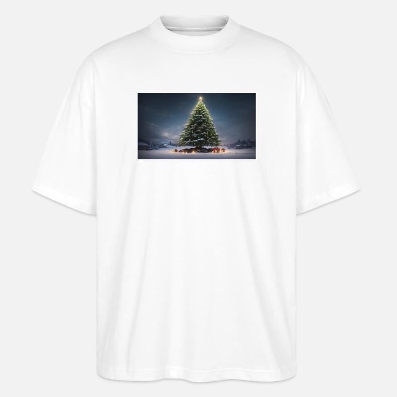 Winterlicher Weihnachtsbaum mit Geschenken - Stanley/Stella Oversized Unisex Bio T-Shirt Blaster 2.0 - Weiß
