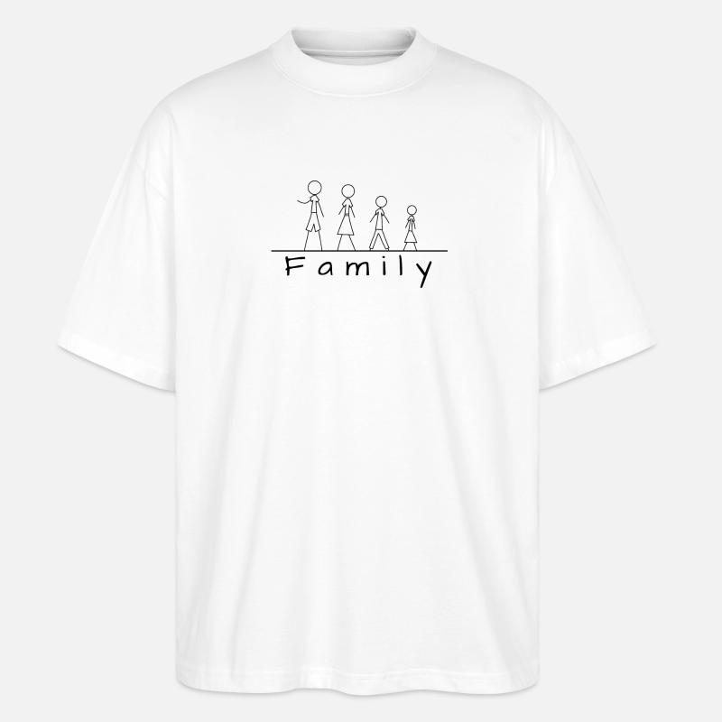 Strichmännchenfamilie - Stanley/Stella Oversized Unisex Bio T-Shirt Blaster 2.0 - Weiß