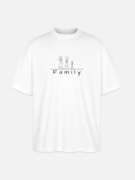 Stick figure family - Stanley/Stella Oversized Unisex Organic T-shirt Blaster 2.0 - white