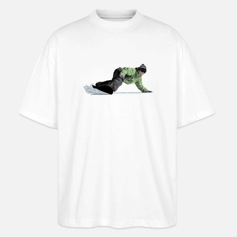 Freerider Snowboarder auf Abfahrt - Stanley/Stella Oversized Unisex Bio T-Shirt Blaster 2.0 - Weiß