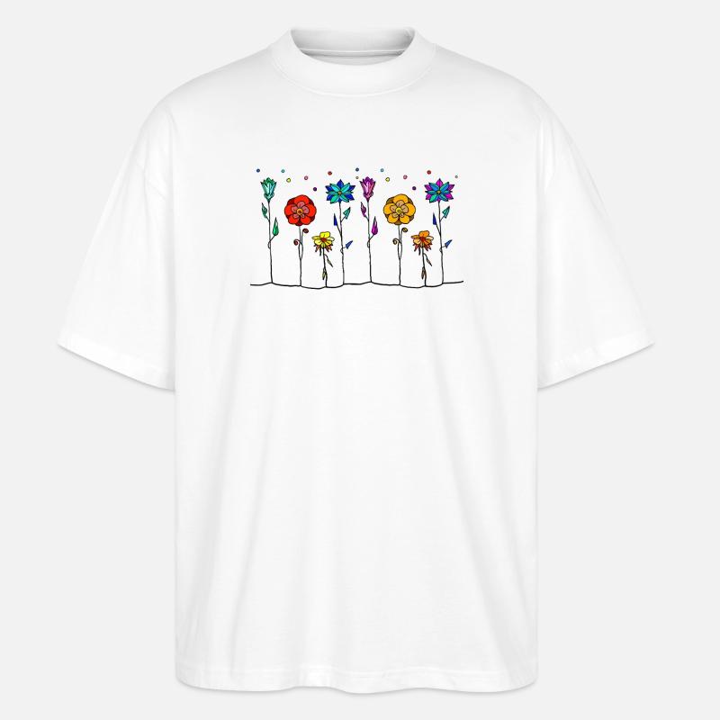 Blumen - Stanley/Stella Oversized Unisex Bio T-Shirt Blaster 2.0 - Weiß