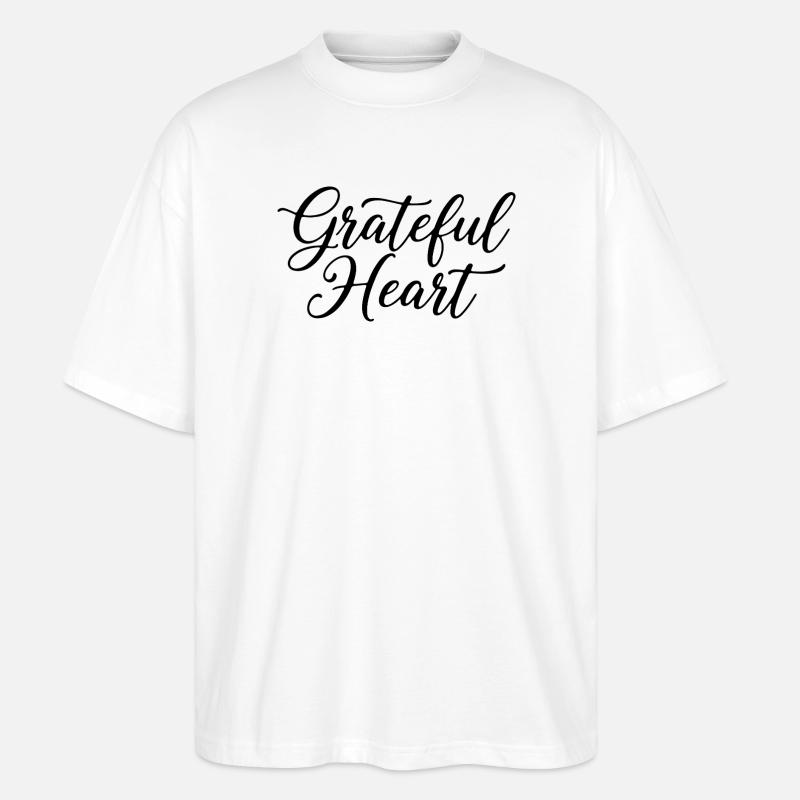 Grateful Heart Script - Stanley/Stella Oversized Unisex Bio T-Shirt Blaster 2.0 - Weiß