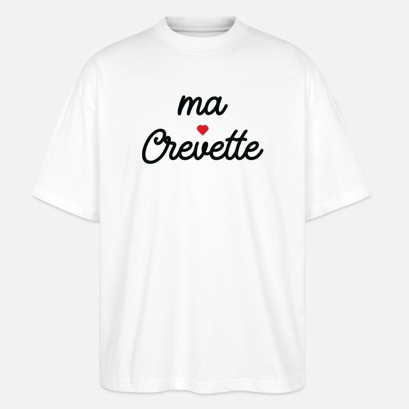 Mein Shrimp Heart Script Tee - Stanley/Stella Oversized Unisex Bio T-Shirt Blaster 2.0 - Weiß