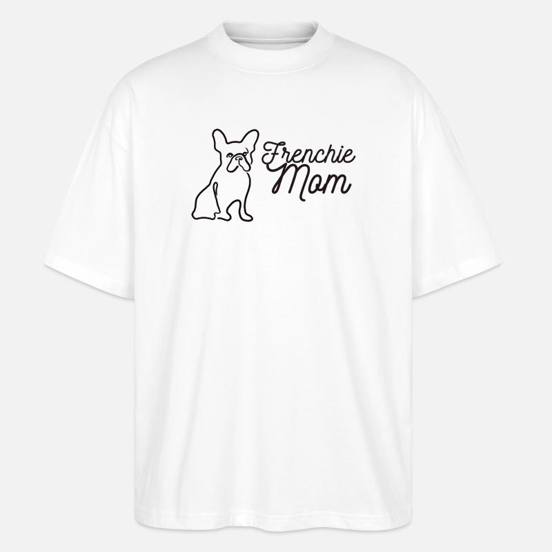 Frenchie Mom Silhouette Script Lineart - Stanley/Stella Oversized Unisex Bio T-Shirt Blaster 2.0 - Weiß