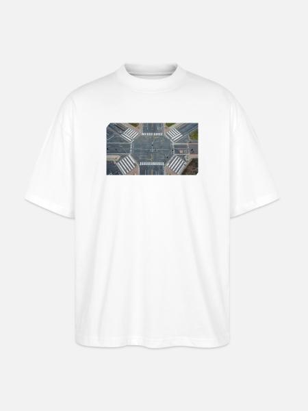Aerial view of intersection geometry - Stanley/Stella Oversized Unisex Organic T-shirt Blaster 2.0 - white