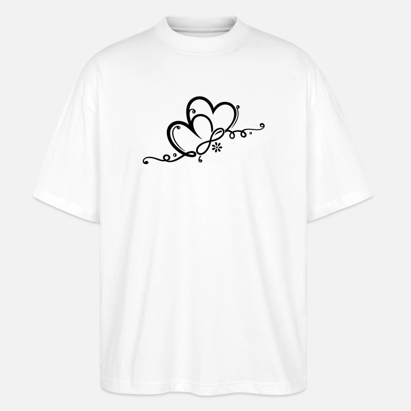 Zwei Herzen mit Blume und infinity - Stanley/Stella Oversized Unisex Bio T-Shirt Blaster 2.0 - Weiß
