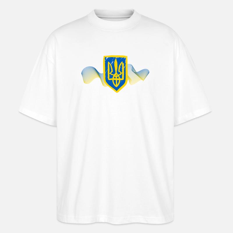 Conception de l’emblème du trident ukrainien - T-shirt bio Blaster 2.0 coupe oversize Stanley/Stella Unisexe - blanc