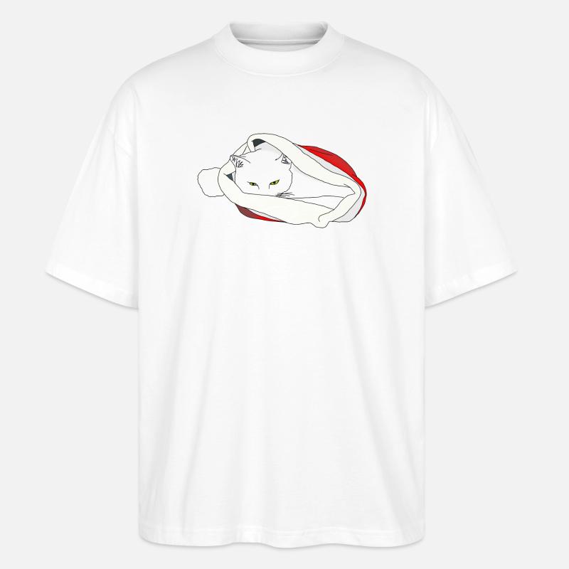 Weihnachtskatze - Stanley/Stella Oversized Unisex Bio T-Shirt Blaster 2.0 - Weiß