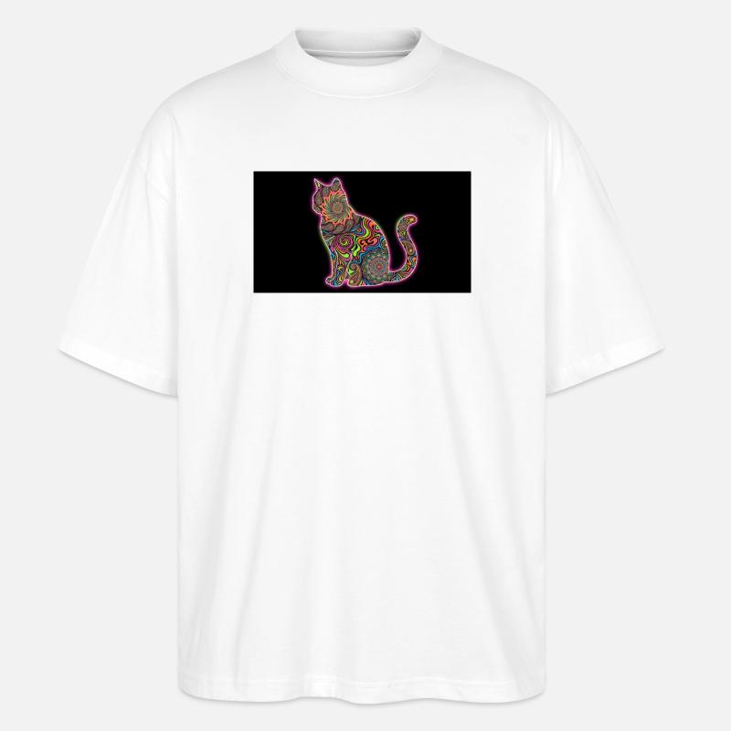 Psychedelische Katzenmuster - Stanley/Stella Oversized Unisex Bio T-Shirt Blaster 2.0 - Weiß