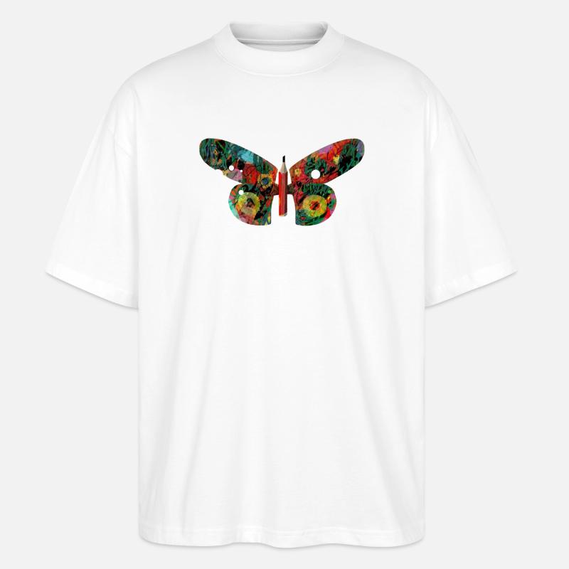 Bunter GraffitiSchmetterling - Stanley/Stella Oversized Unisex Bio T-Shirt Blaster 2.0 - Weiß