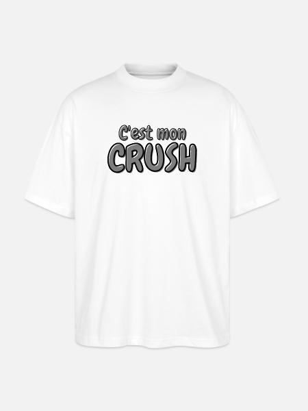 C'est mon crush, crush, béguin - T-shirt bio Blaster 2.0 coupe oversize Stanley/Stella Unisexe - blanc