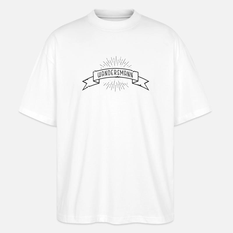 Wandersmann Banderole Schleife mit Strahlen - Stanley/Stella Oversized Unisex Bio T-Shirt Blaster 2.0 - Weiß