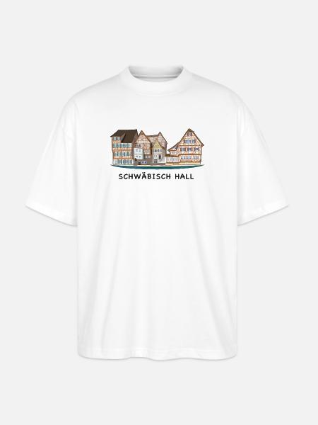 Schwäbisch Hall, Southern Germany, Drawing - Stanley/Stella Oversized Unisex Organic T-shirt Blaster 2.0 - white