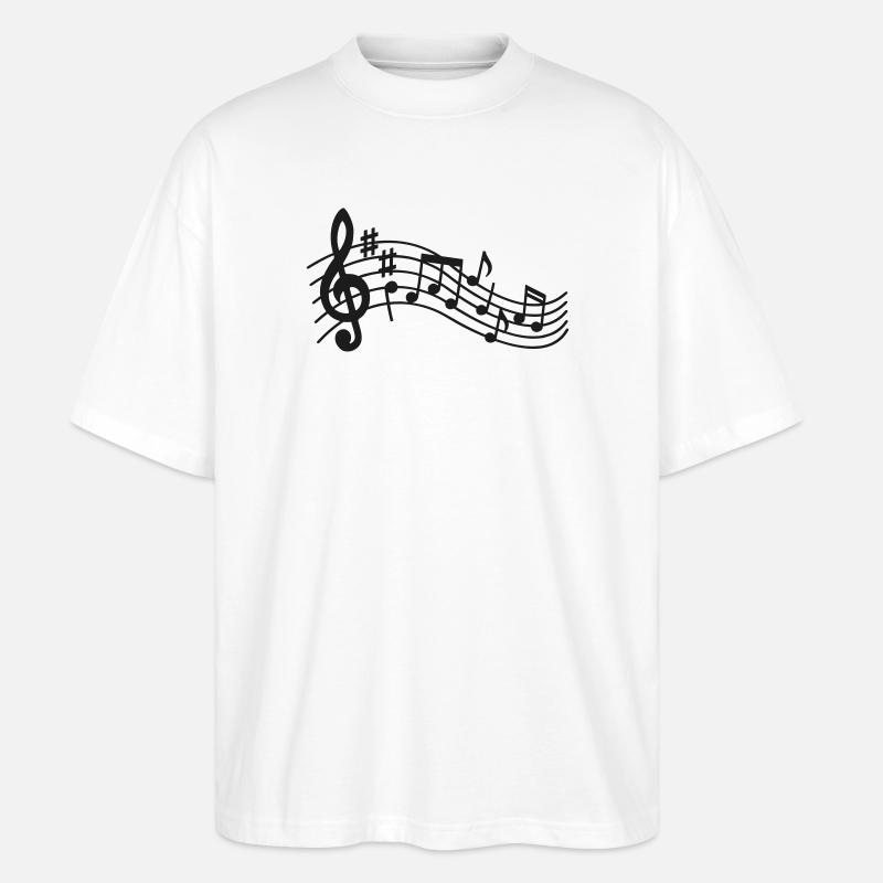Notation musicale Notation musicale Clef Partition - T-shirt bio Blaster 2.0 coupe oversize Stanley/Stella Unisexe - blanc