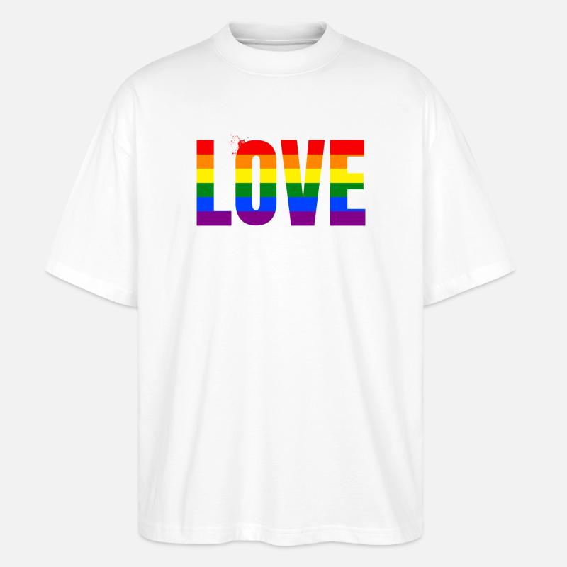 LOVE Rainbow Statement – Bold Equality Message - Stanley/Stella Oversized Unisex Bio T-Shirt Blaster 2.0 - Weiß