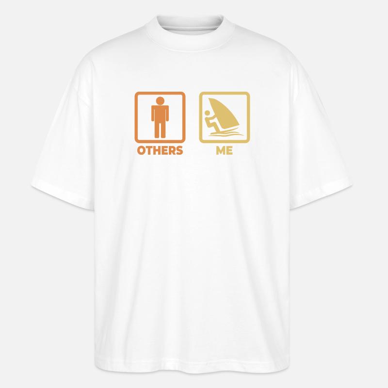Lustige Windsurfer Strichmännchen - Stanley/Stella Oversized Unisex Bio T-Shirt Blaster 2.0 - Weiß