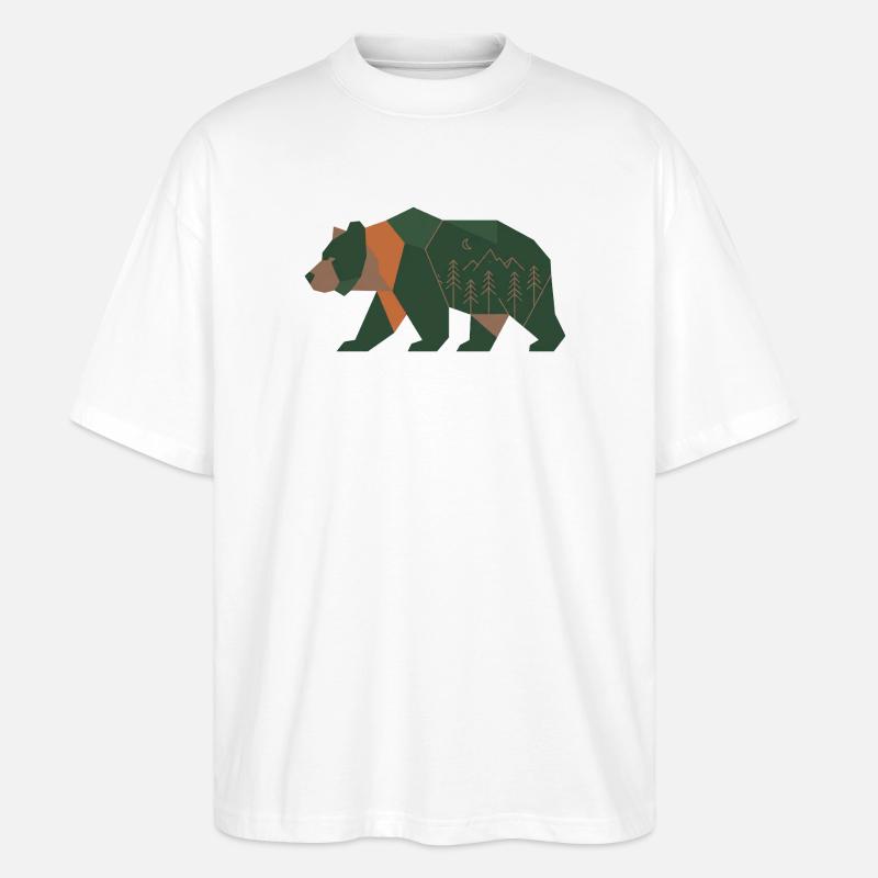 Geometrischer Waldbär Mondlicht - Stanley/Stella Oversized Unisex Bio T-Shirt Blaster 2.0 - Weiß