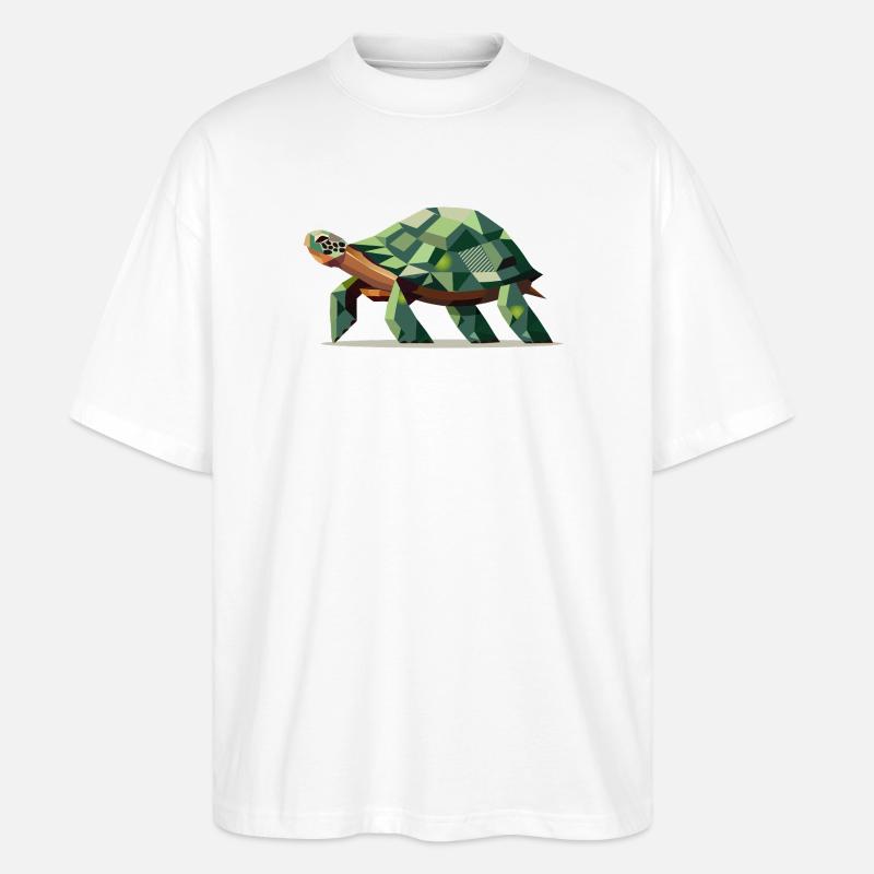 Stylized turtle in polygonal design - Stanley/Stella Oversized Unisex Organic T-shirt Blaster 2.0 - white