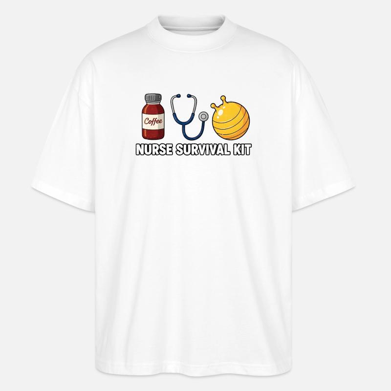 Krankenschwester Krankenpflegerin Kaffee - Stanley/Stella Oversized Unisex Bio T-Shirt Blaster 2.0 - Weiß