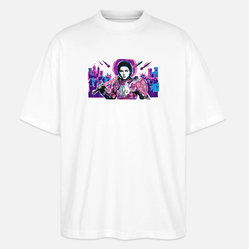 Neonritter mit Herzschild - Stanley/Stella Oversized Unisex Bio T-Shirt Blaster 2.0 - Weiß