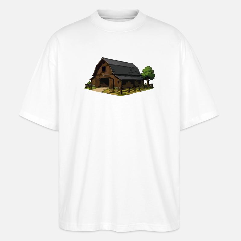 Rustikale Scheune Illustration - Stanley/Stella Oversized Unisex Bio T-Shirt Blaster 2.0 - Weiß