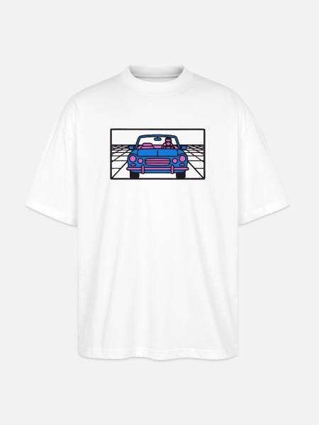 Retro Car Miami Logo - Stanley/Stella Oversized Unisex Organic T-shirt Blaster 2.0 - white