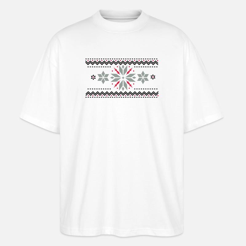 Stern Muster im Norweger Stil - Stanley/Stella Oversized Unisex Bio T-Shirt Blaster 2.0 - Weiß