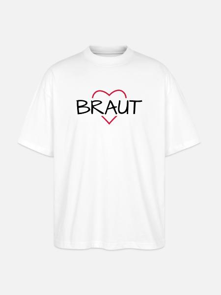 Braut Herz JunggesellinnenabschiedHochzeit - Stanley/Stella Oversized Unisex Bio T-Shirt Blaster 2.0 - Weiß