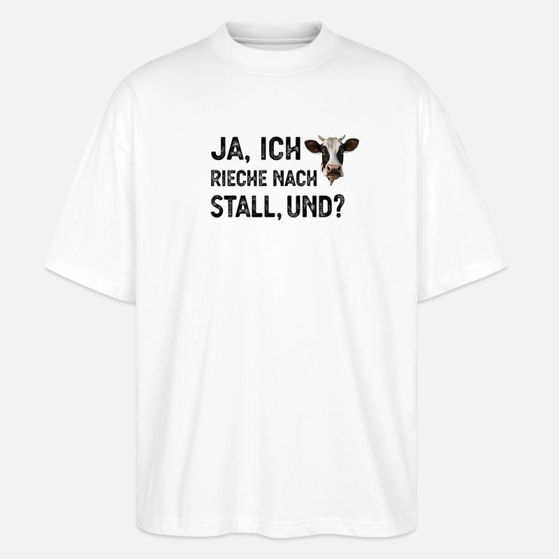Kuh Landwirt - Stanley/Stella Oversized Unisex Bio T-Shirt Blaster 2.0 - Weiß