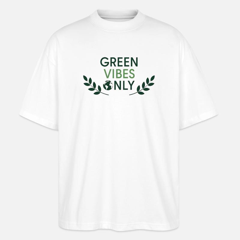 Green Vibes Only Minimal Nature - Stanley/Stella Oversized Unisex Bio T-Shirt Blaster 2.0 - Weiß