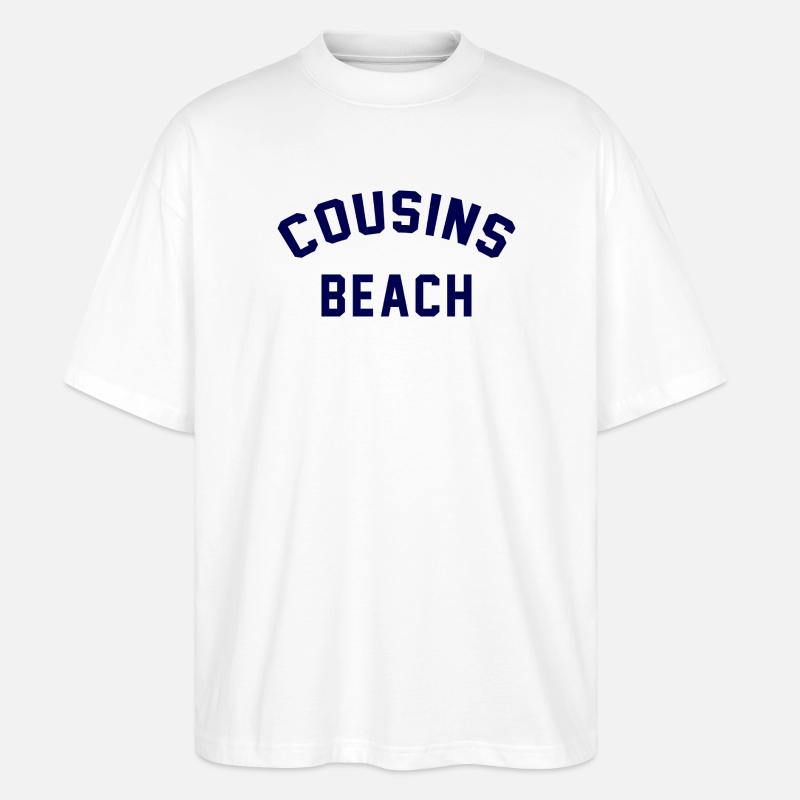 Plage des Cousins – Style universitaire - T-shirt bio Blaster 2.0 coupe oversize Stanley/Stella Unisexe - blanc