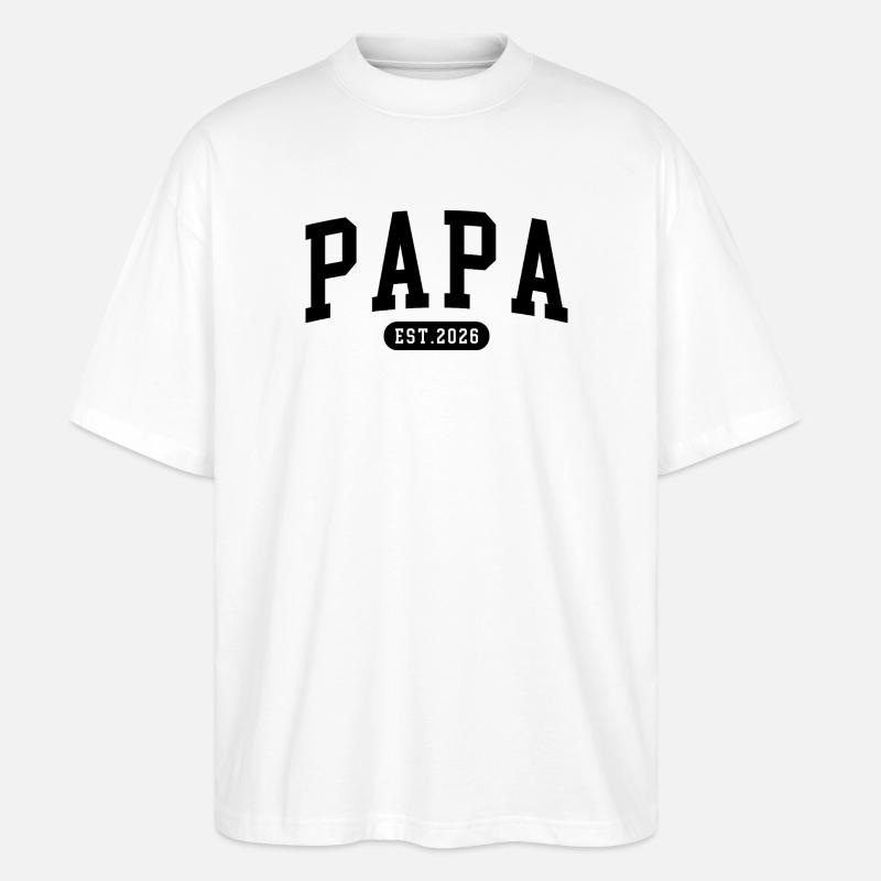 Papa 2026 Stolzer Papa Est 2026 - Stanley/Stella Oversized Unisex Bio T-Shirt Blaster 2.0 - Weiß