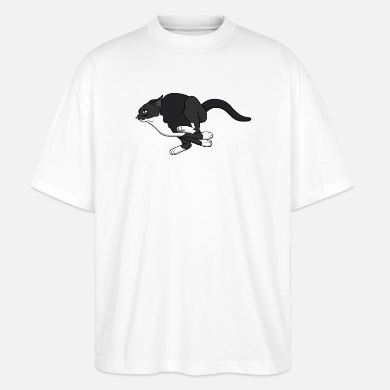 Chat Noir du Saut de Minuit - T-shirt bio Blaster 2.0 coupe oversize Stanley/Stella Unisexe - blanc