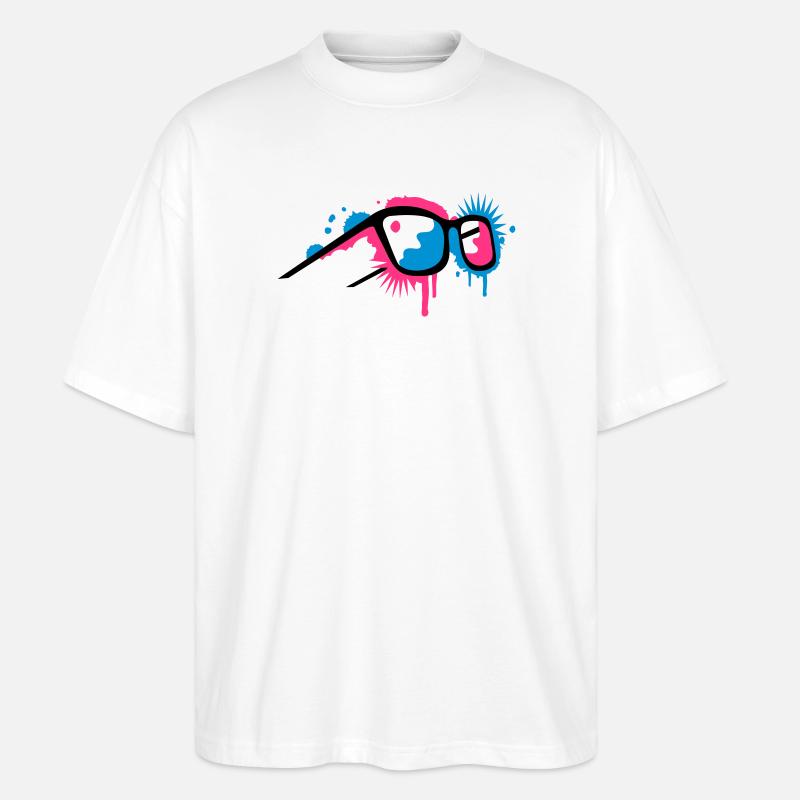 3D Brille im Graffiti Stil - Stanley/Stella Oversized Unisex Bio T-Shirt Blaster 2.0 - Weiß