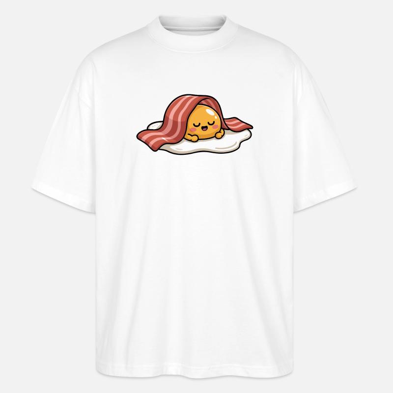 Sleeping Egg with Bacon Cartoon - Stanley/Stella Oversized Unisex Bio T-Shirt Blaster 2.0 - Weiß